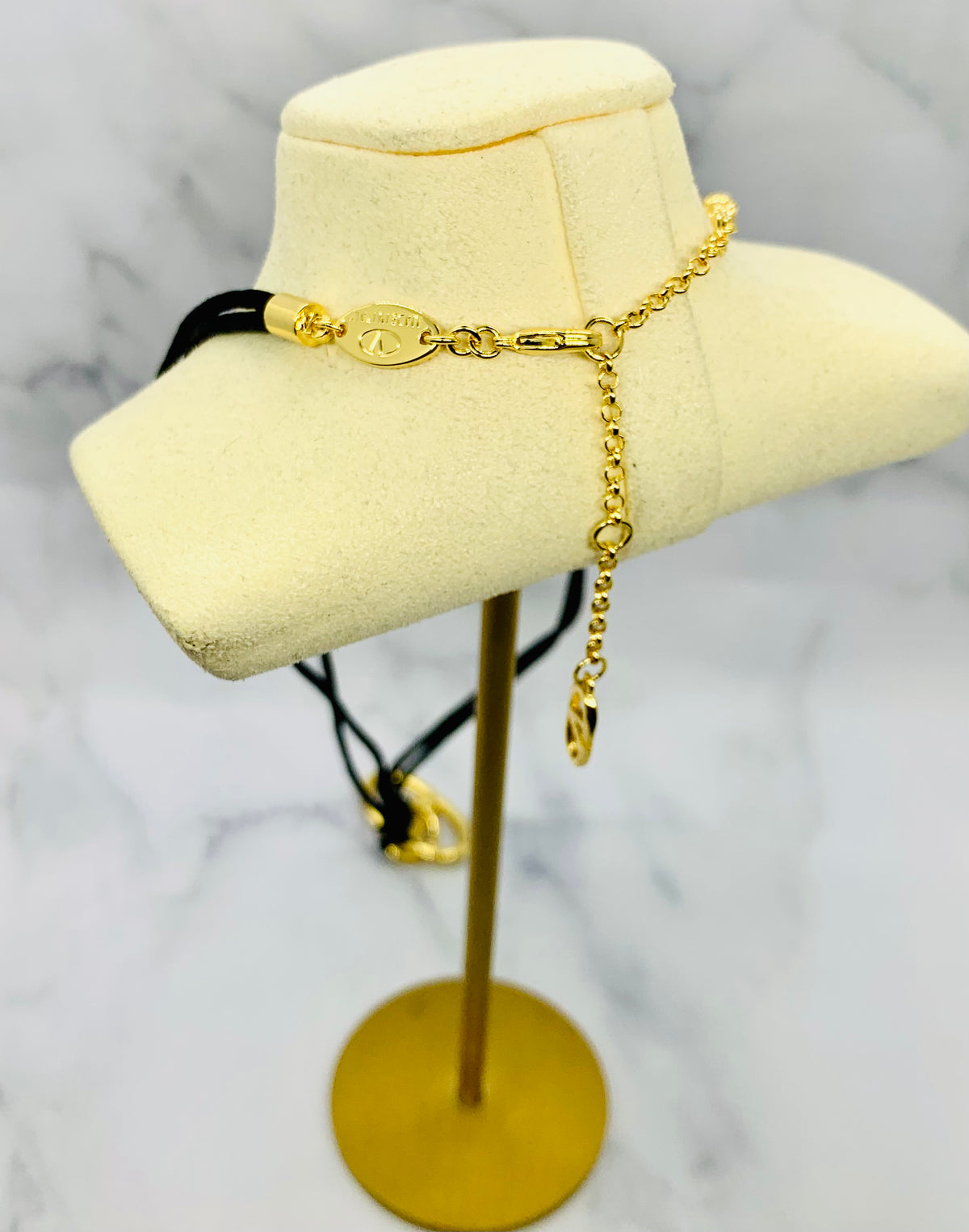 VALENTINO V Black Rope Necklace - Pre owned