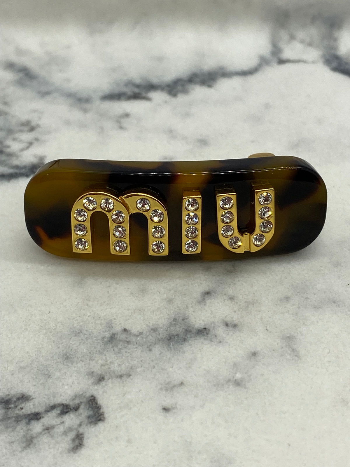 MIU MIU Tortoise Rhinestone Hair Clip Barrette - Pre owned