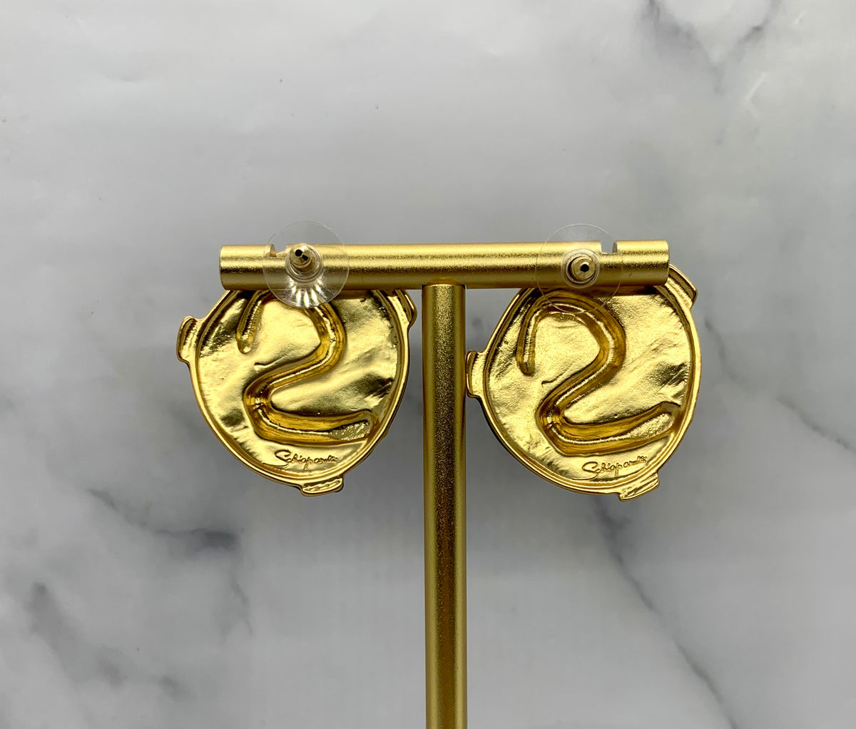 SCHIAPARELLI Enamel Signature Statement Earrings - Pre owned