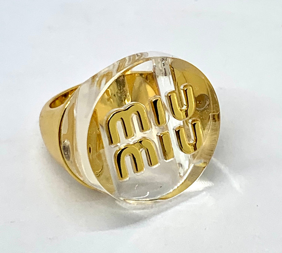 MIU MIU Clear Monogram Ring Sz 7 - Pre owned