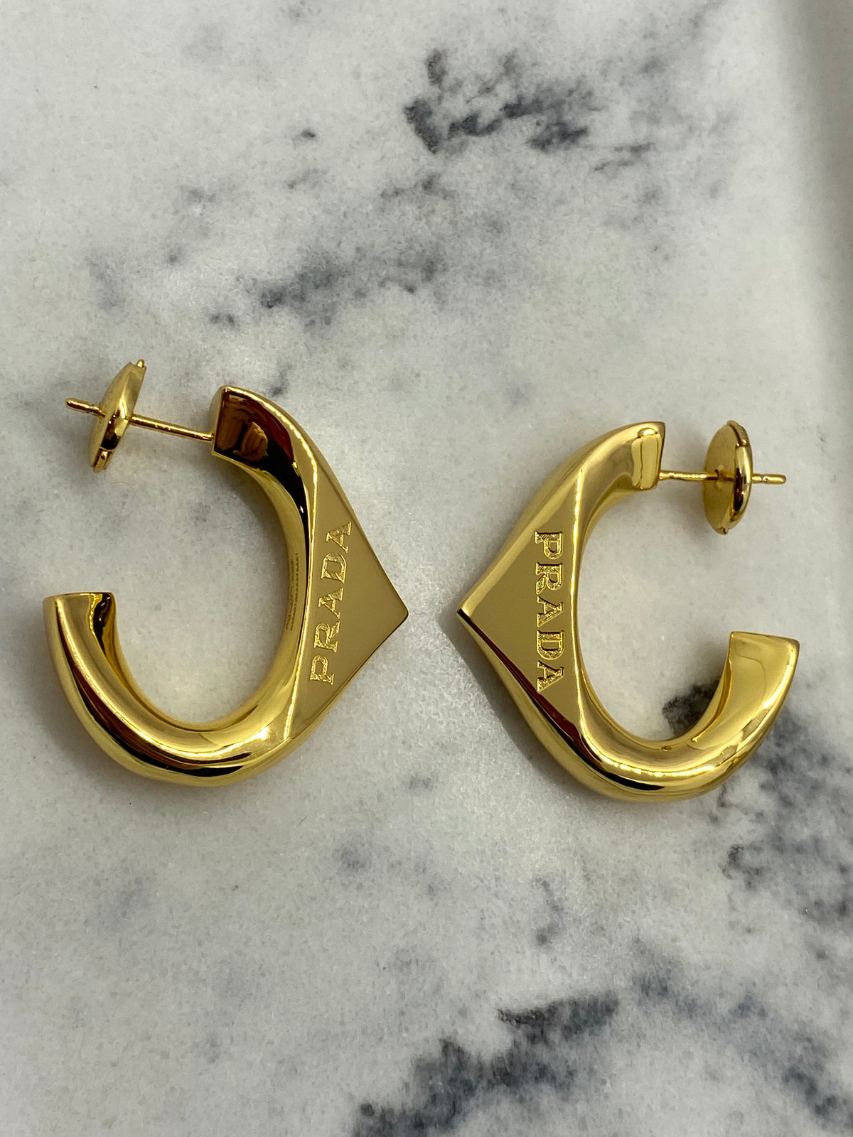 PRADA Gold Tone Loop Earrings - Pre owned