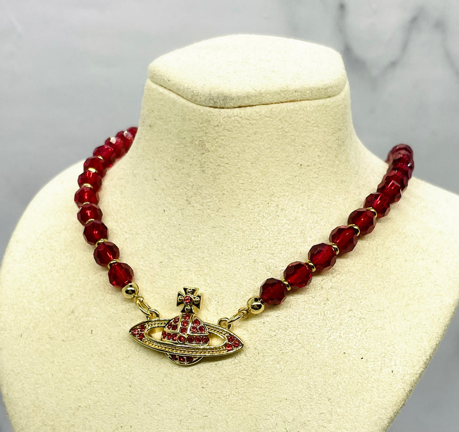 VIVIENNE WESTWOOD Red Beaded Orb Necklace - Pre owned