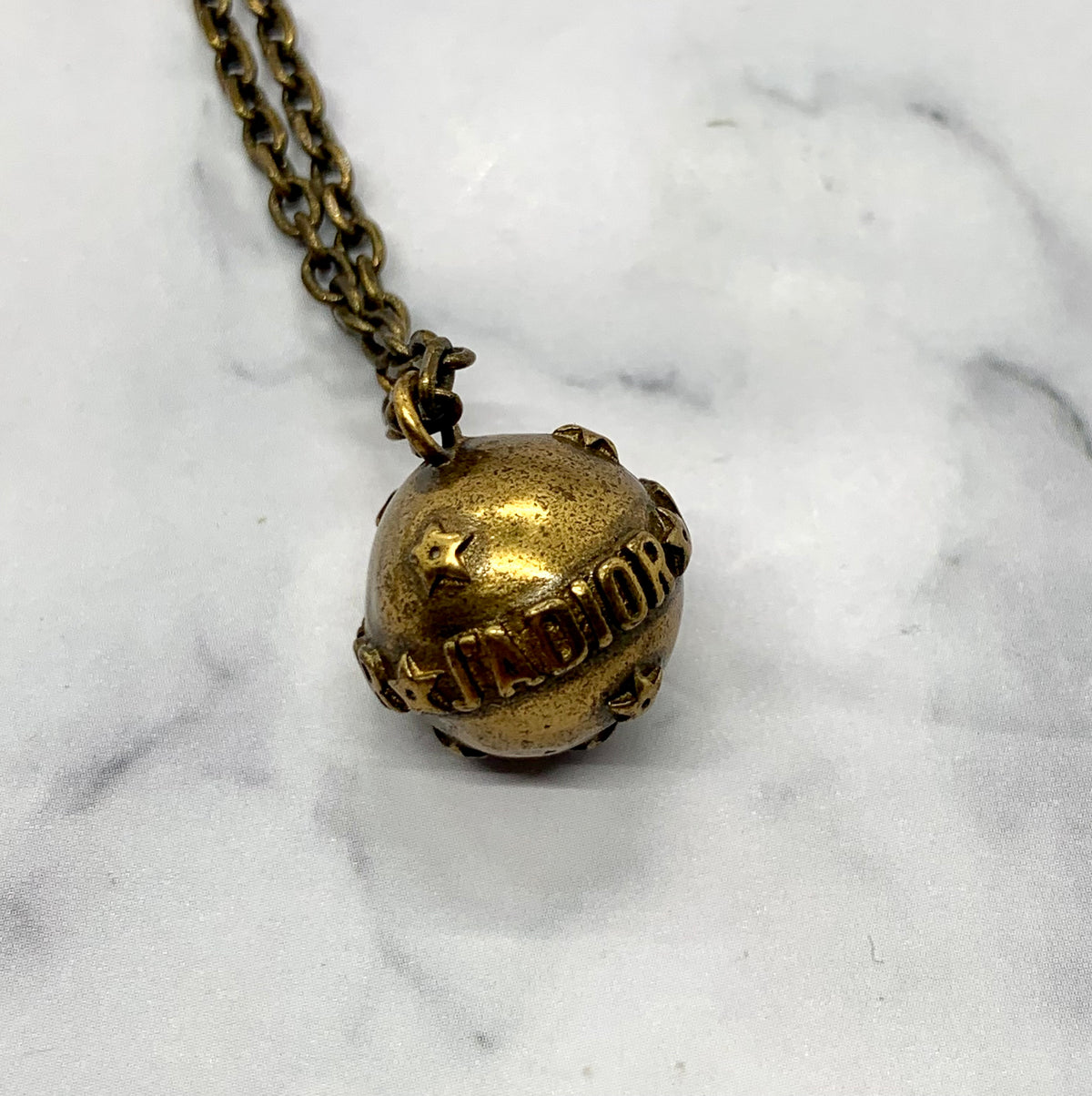 CHRISTIAN DIOR J'Adior Orb Brass Necklace - Pre owned