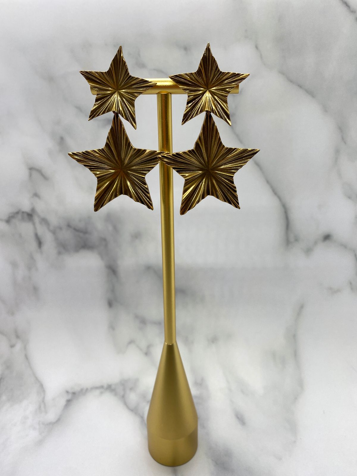 YSL YVES SAINT LAURENT Brass Tone Double Star Earrings - Pre owned