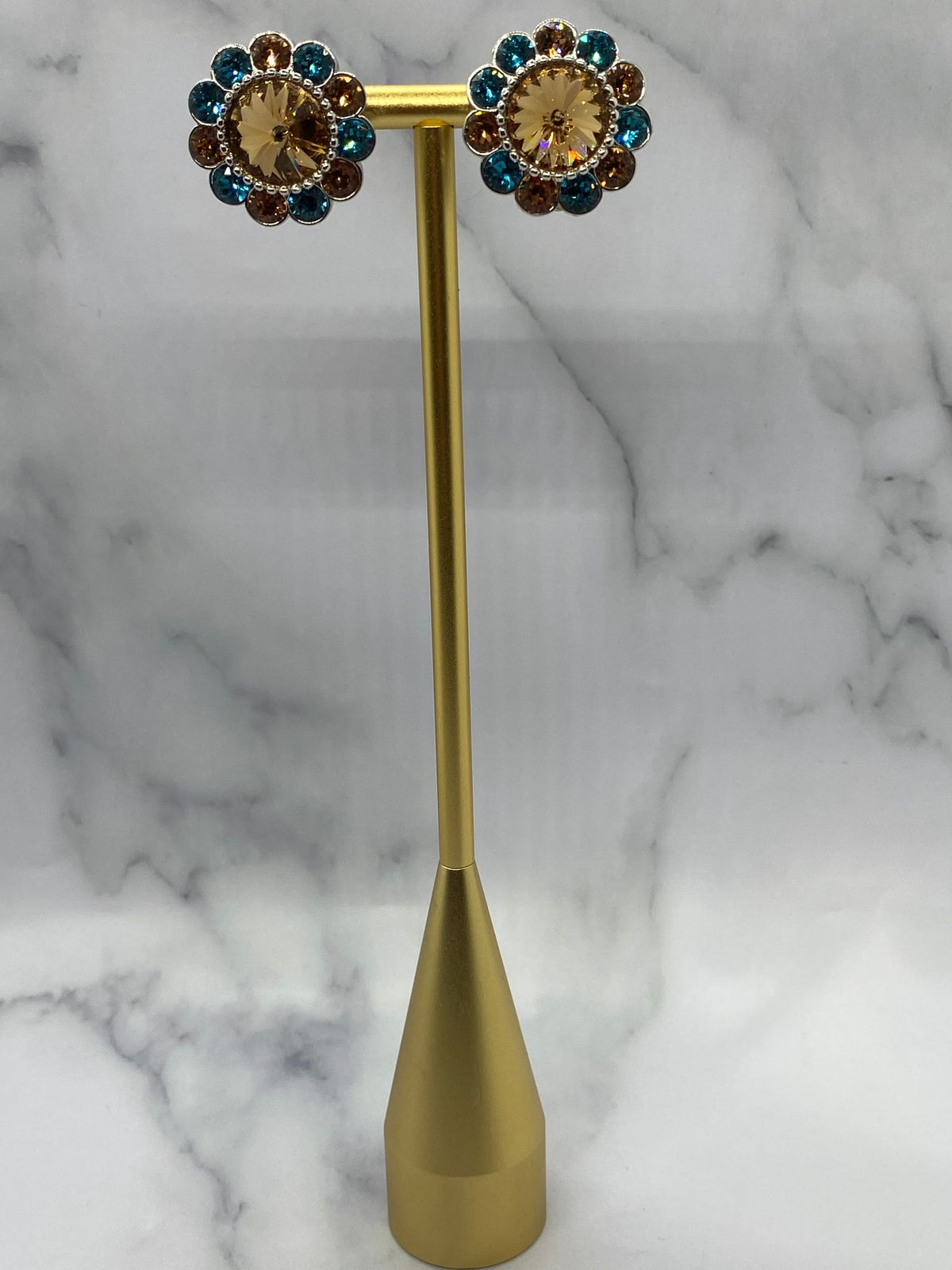 MIU MIU Rhinestone Flower Clip On Earrings - Pre owned