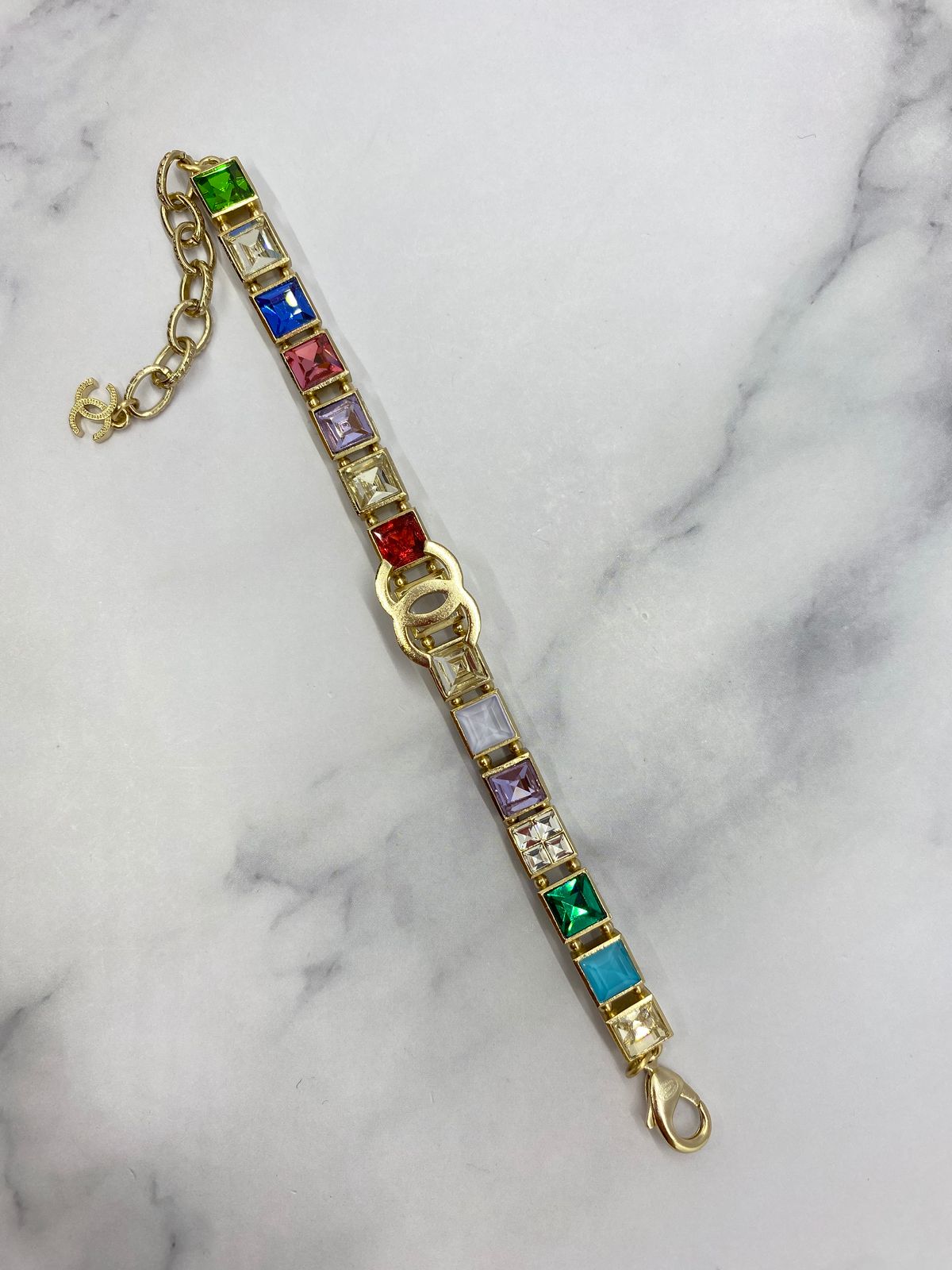 CHANEL CC Multi Color Rhinestone Bracelet - USED