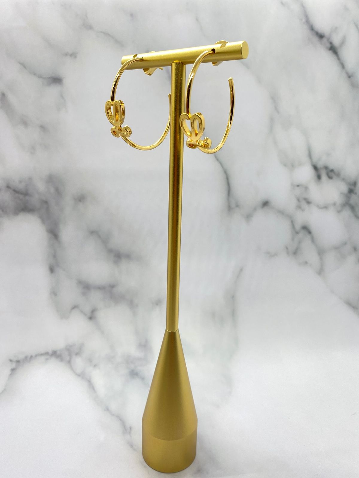 LOEWE L Gold Tone Hoop Earrings - Pre owned