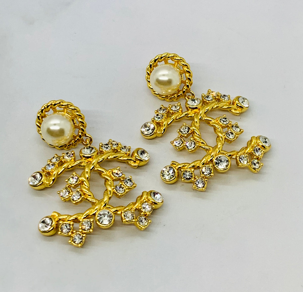 CHANEL CC Rhinestone Statement Earrings - Pre owned