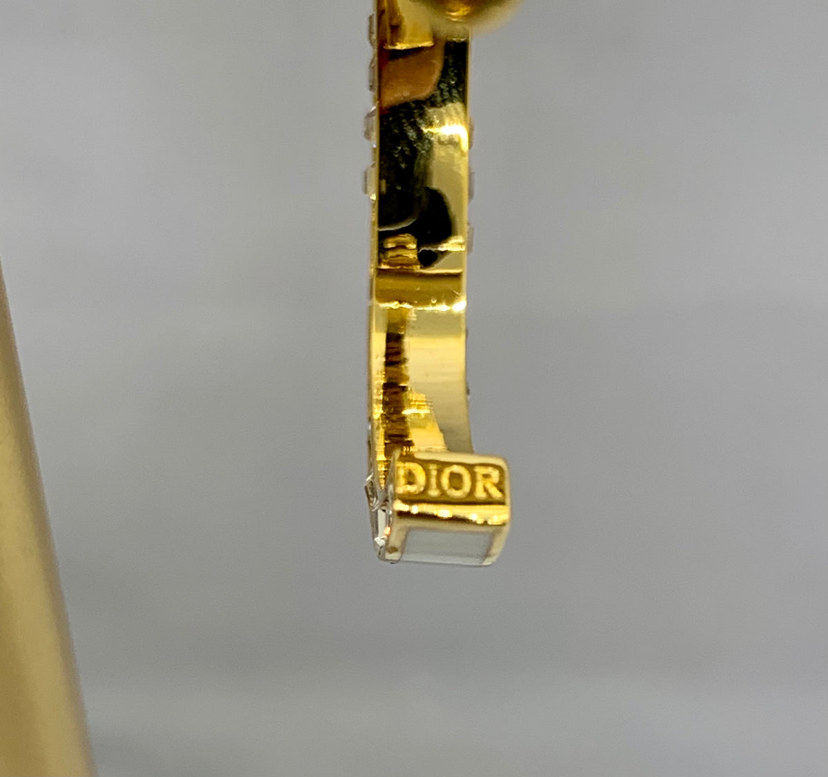 CHRISTIAN DIOR White Rhinestone Hoop Earrings - Pre owned