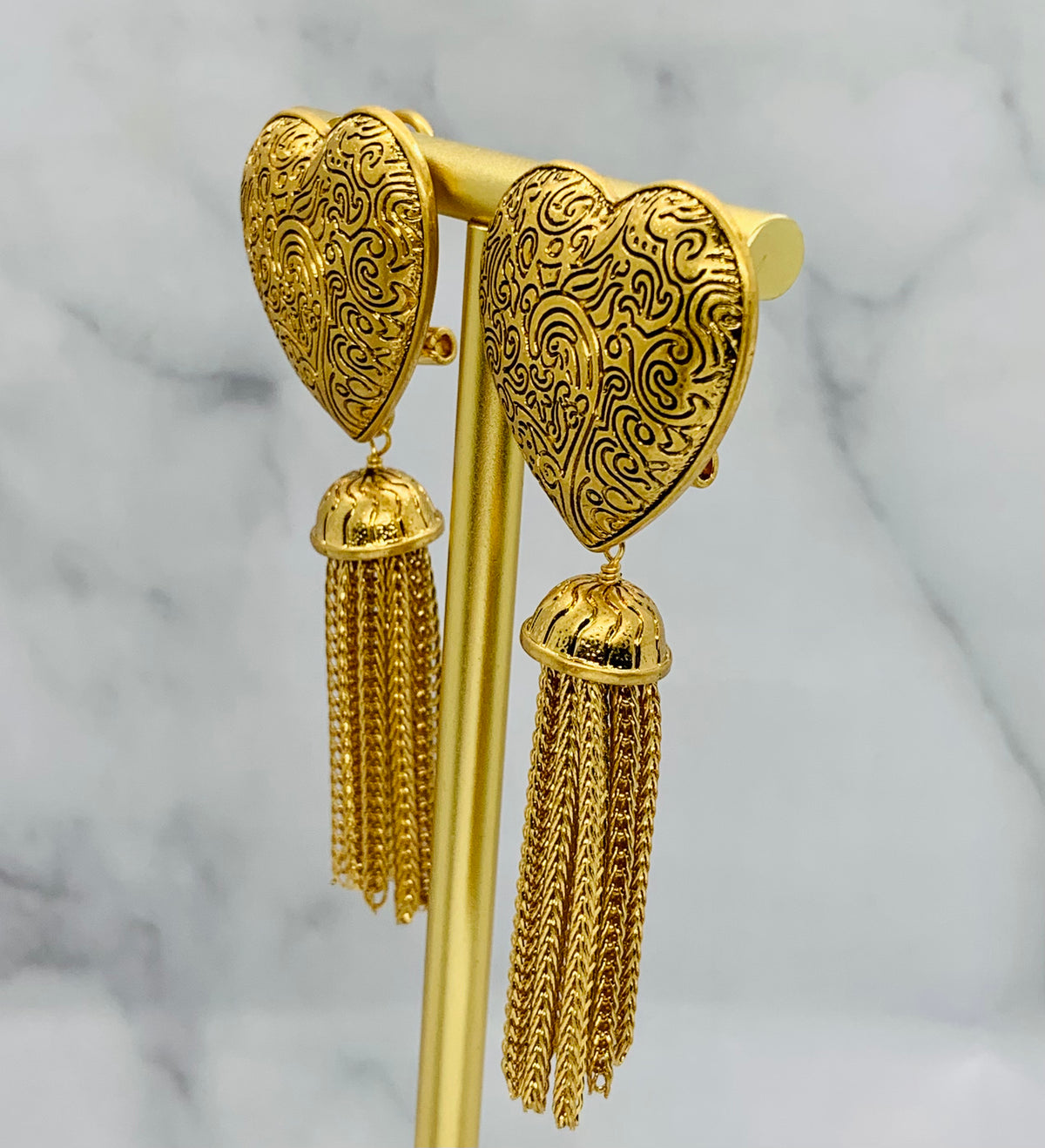 YSL YVES SAINT LAURENT Vintage Heart Tassel Earrings - Pre owned
