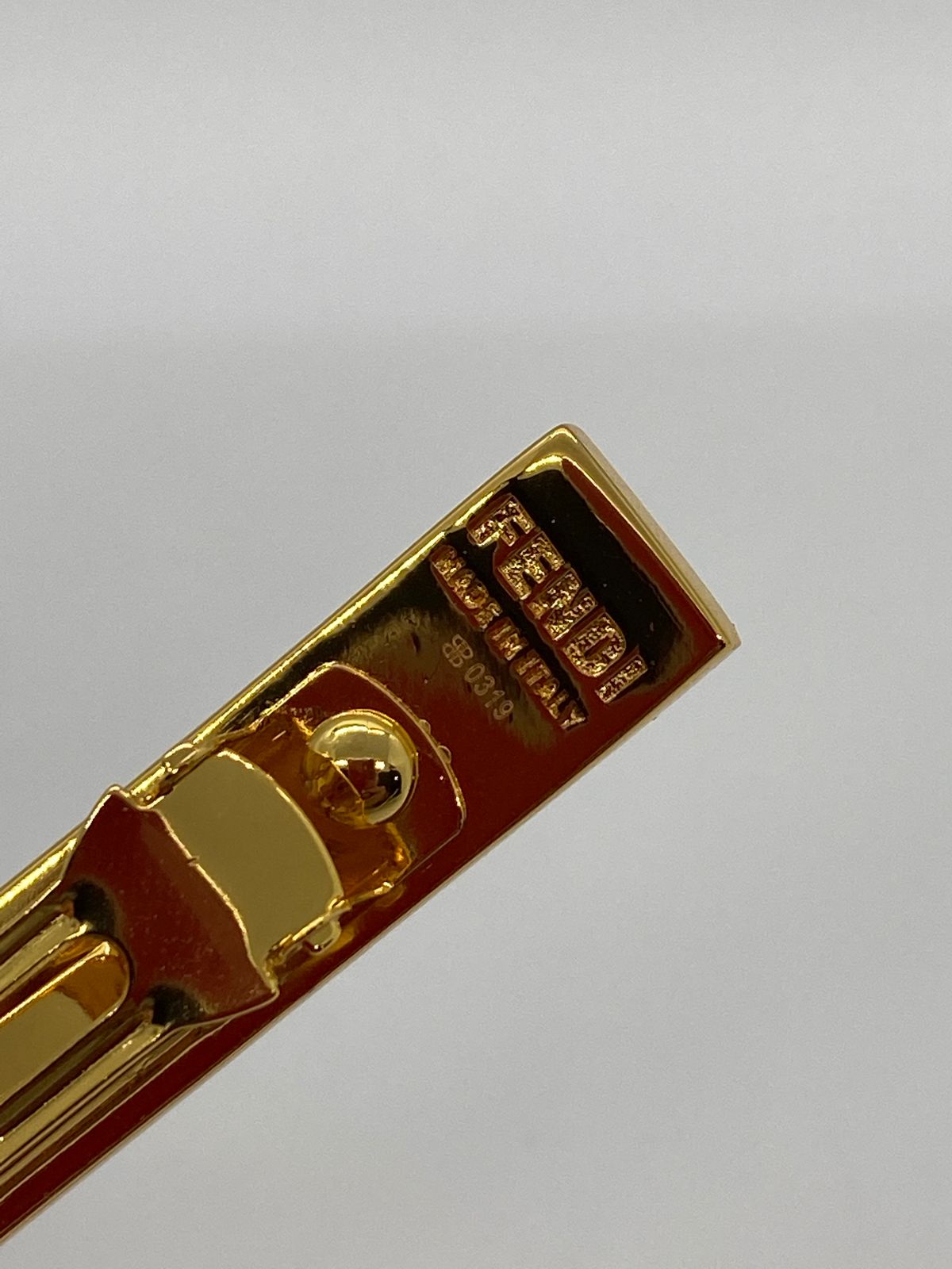 FENDI FF Pink on Gold Tone Logo Hair Clip - Pre owned