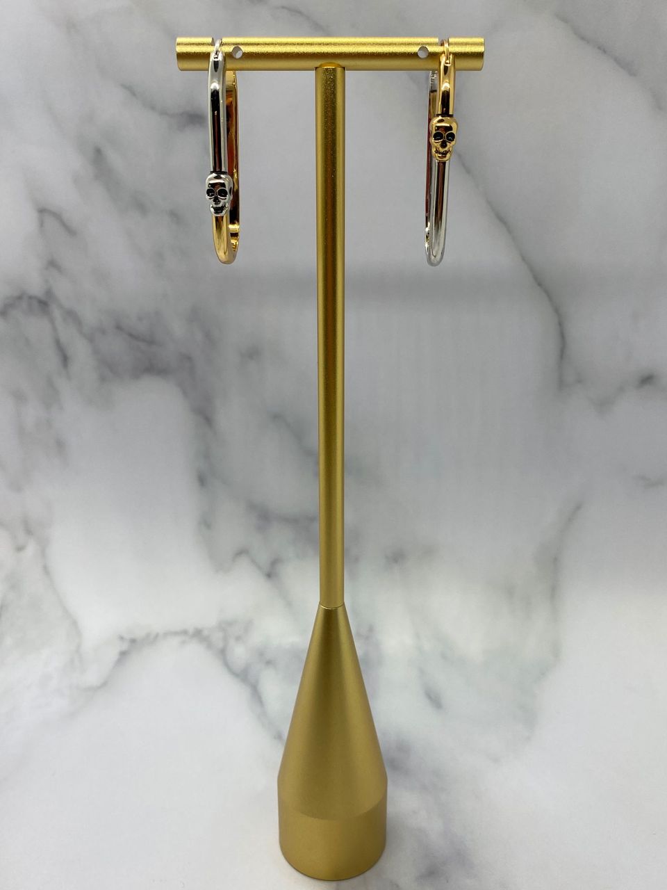 ALEXANDER McQUEEN Gold & Silver Skull Hoop Earrings - Pre owned