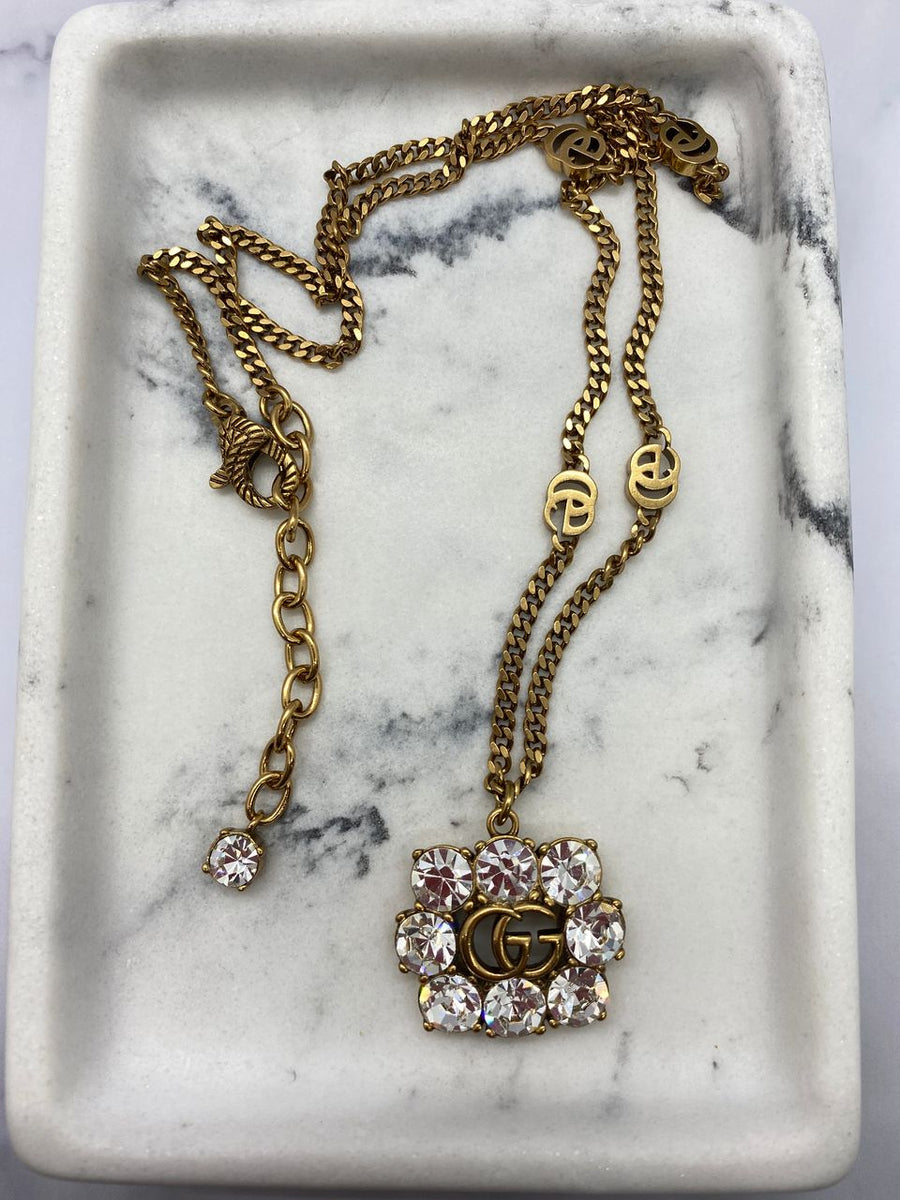 GUCCI GG Rhinestone Necklace - Pre owned
