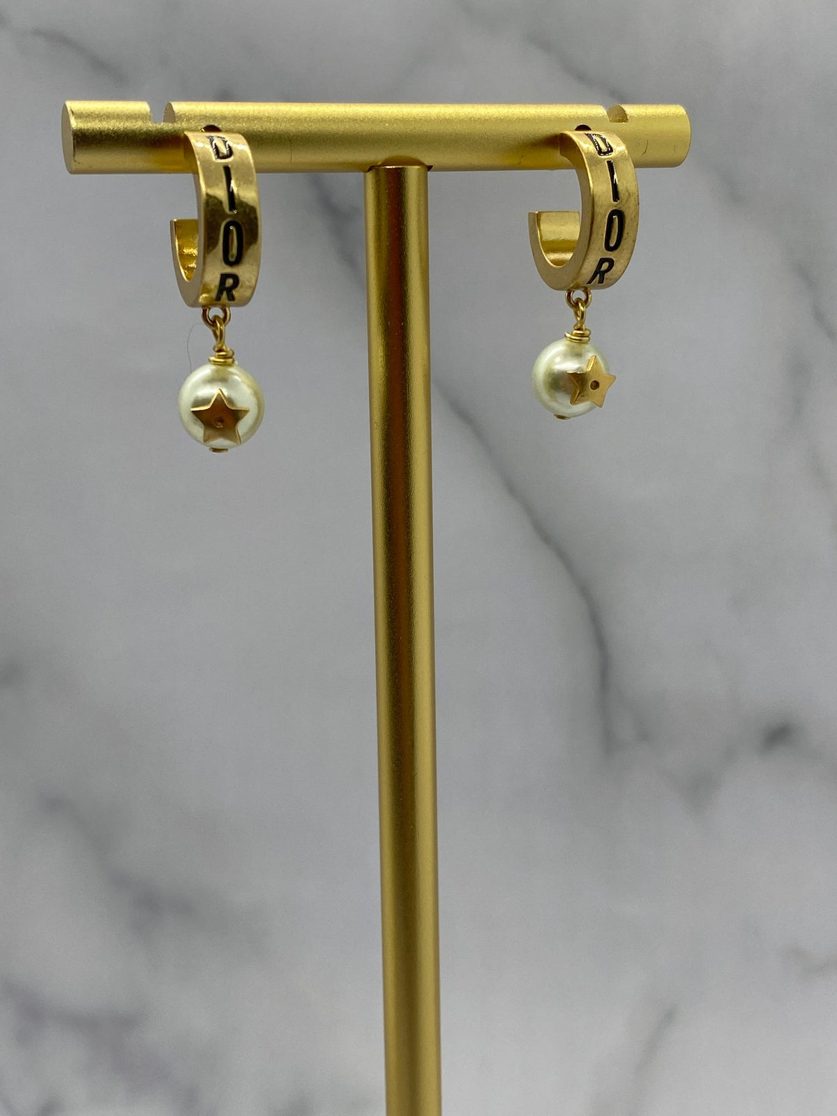 CHRISTIAN DIOR Pearl Hoop Earrings - Pre owned