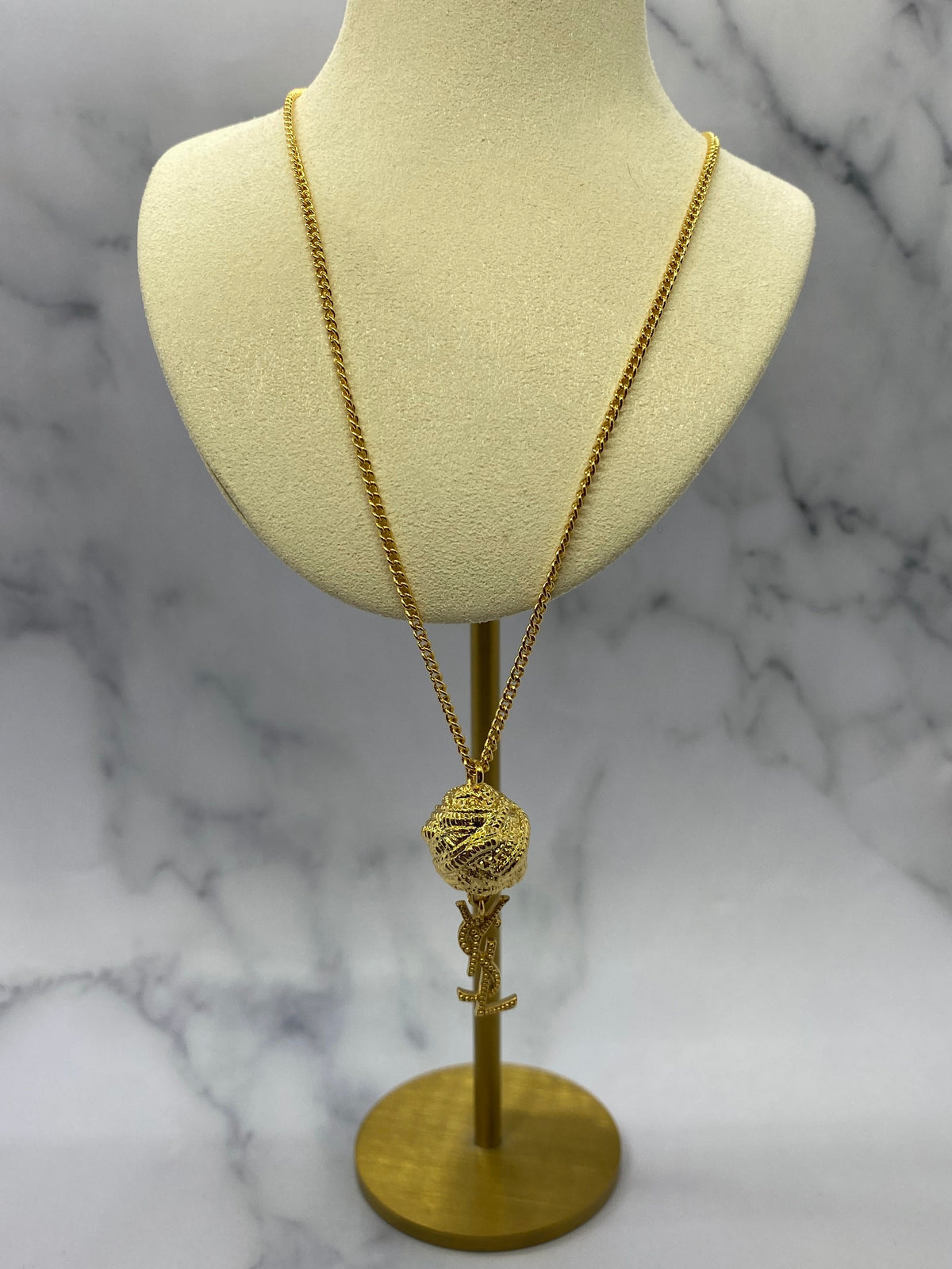 Yves Saint Laurent YSL Vintage Gold Pendant Necklace - Pre owned