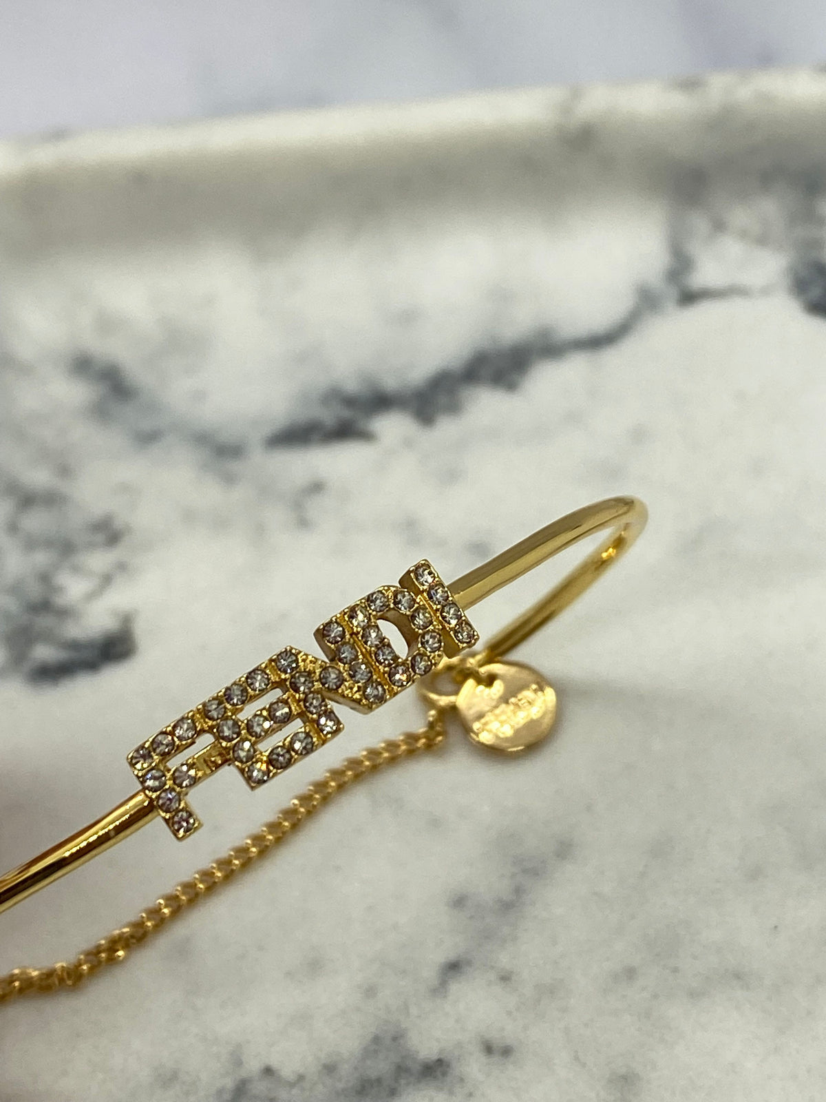 FENDI Gold Tone Rhinestone Bracelet - Pre owned