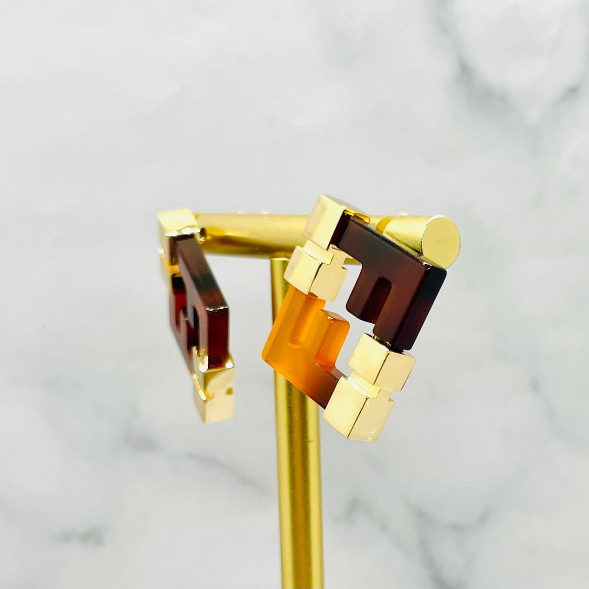 FENDI FF Amber Monogram Earrings - Pre owned