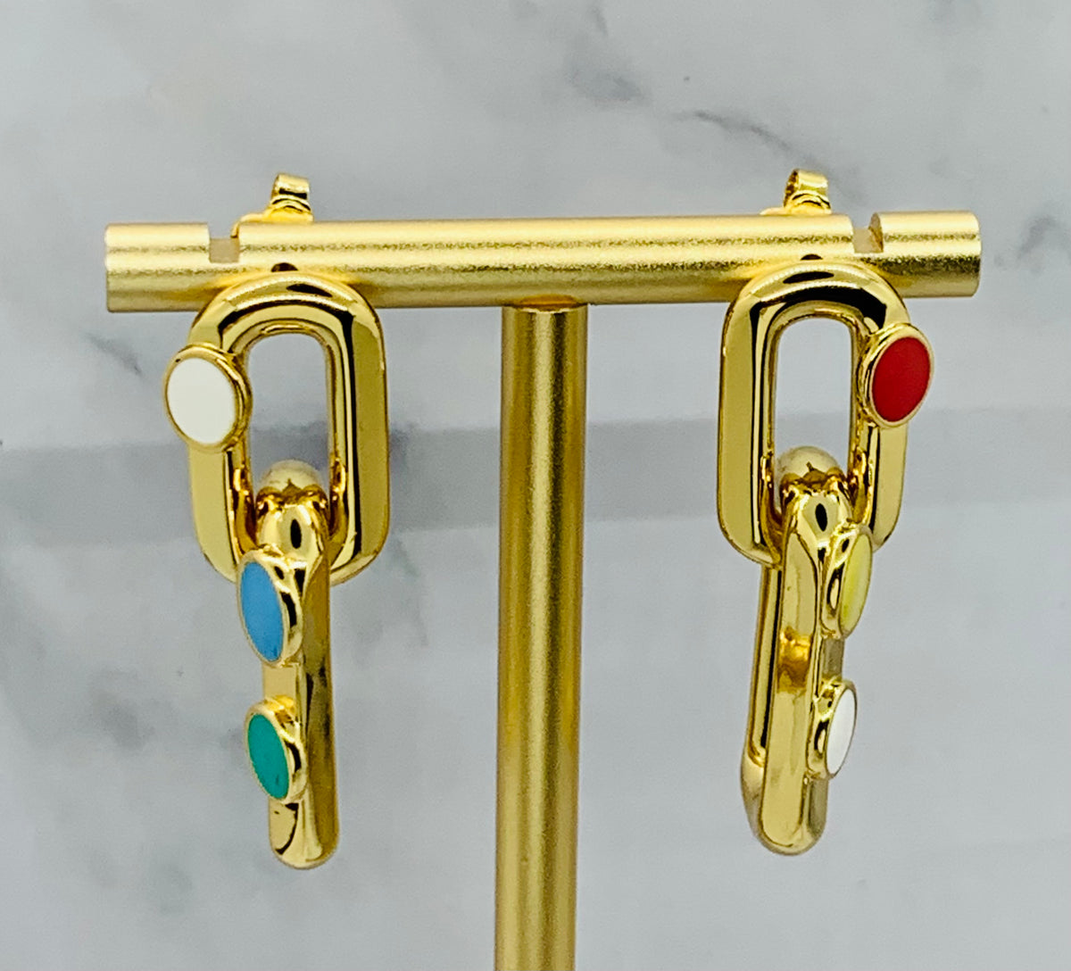 LOUIS VUITTON LV Colored Enamel Pendant Earrings - Pre owned