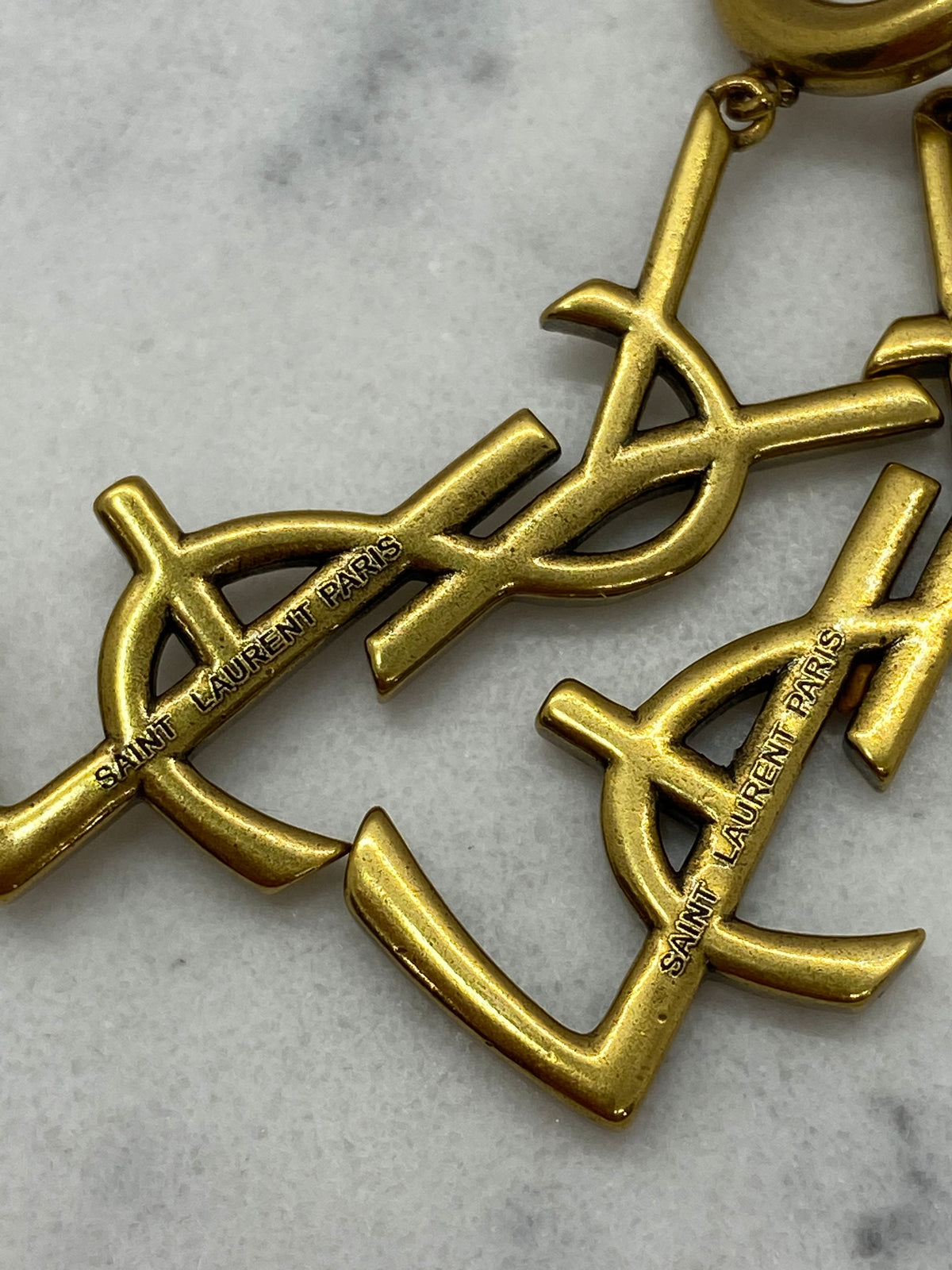 YSL YVES SAINT LAURENT Vintage Brass Earrings - USED