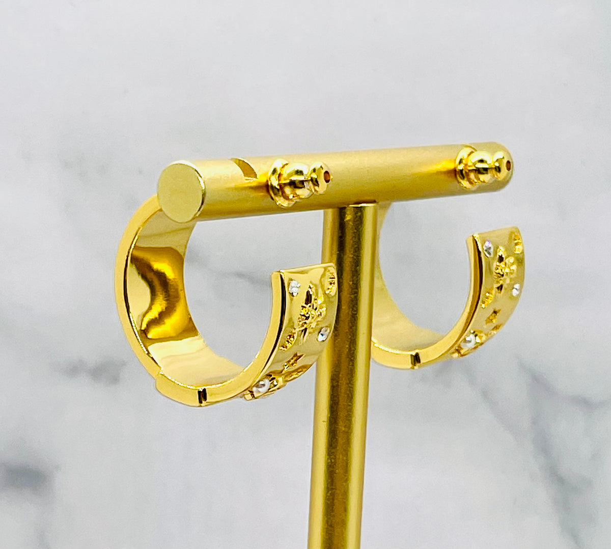 CHRISTIAN DIOR Rhinestone Hoop Earrings - Pre owned