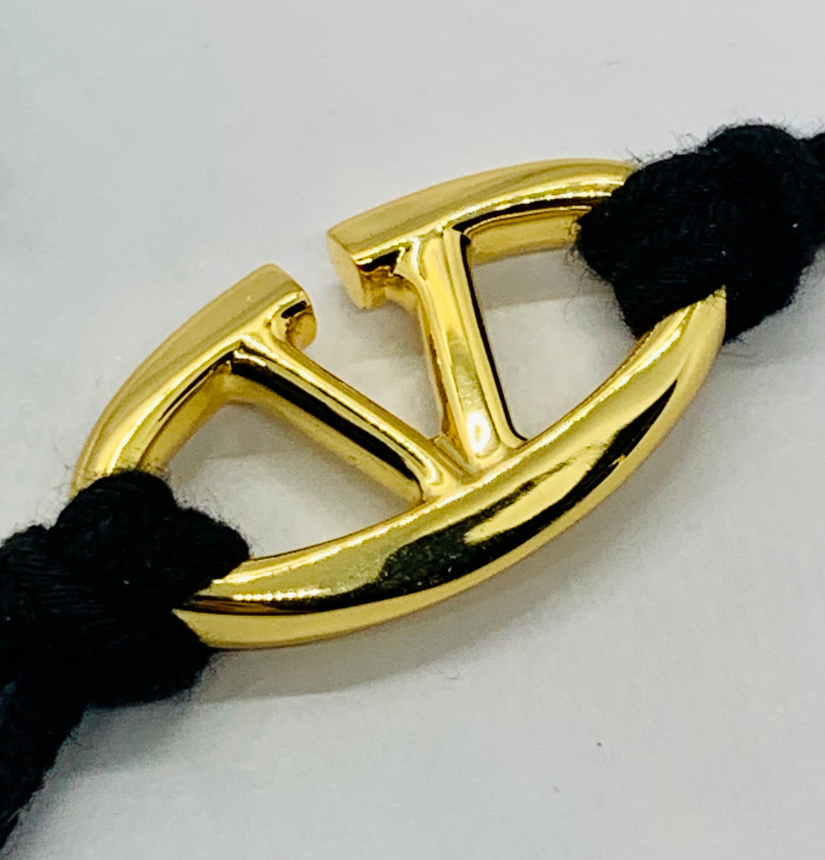 VALENTINO V Black Rope Magnetic Bracelet - Pre owned