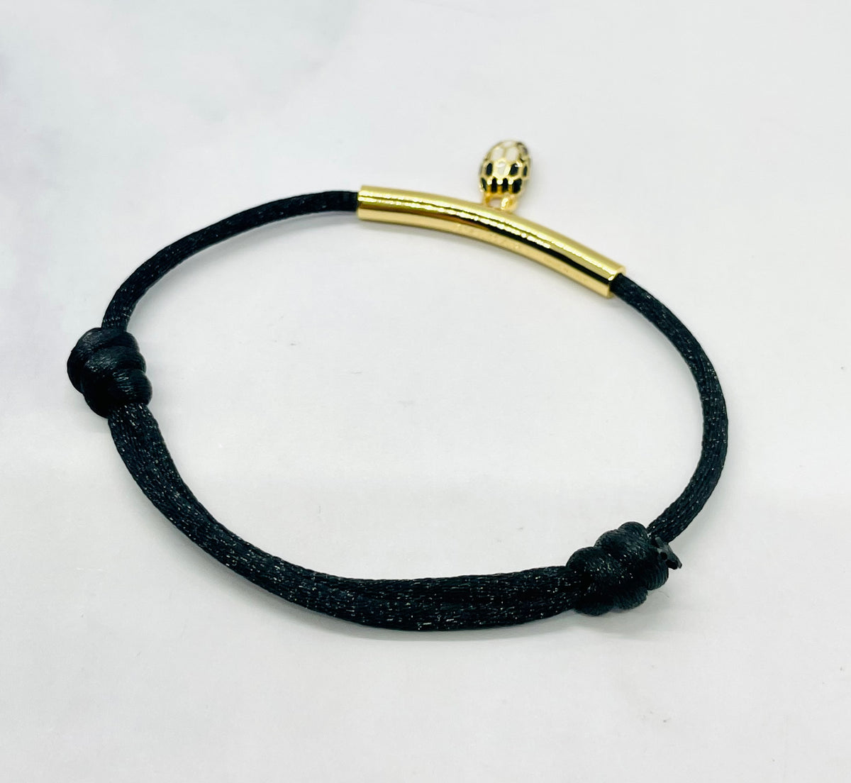 BULGARI Serpenti Charm Black Rope Bracelet - Pre owned