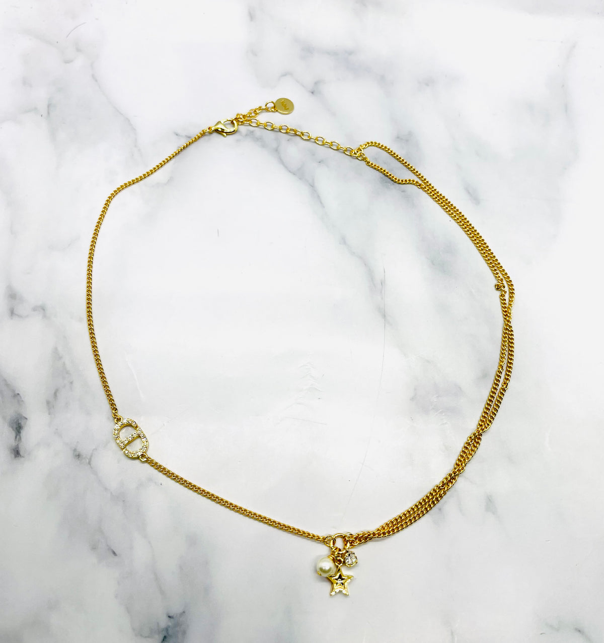 CHRISTIAN DIOR Rhinestone Chain Necklace - Pre owned