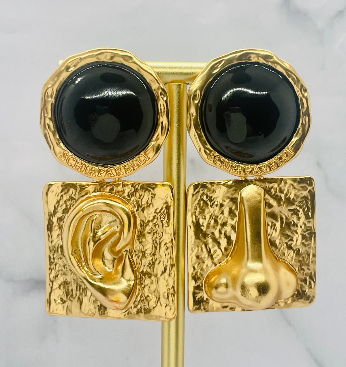 SCHIAPARELLI Onyx Statement Earrings - Pre owned