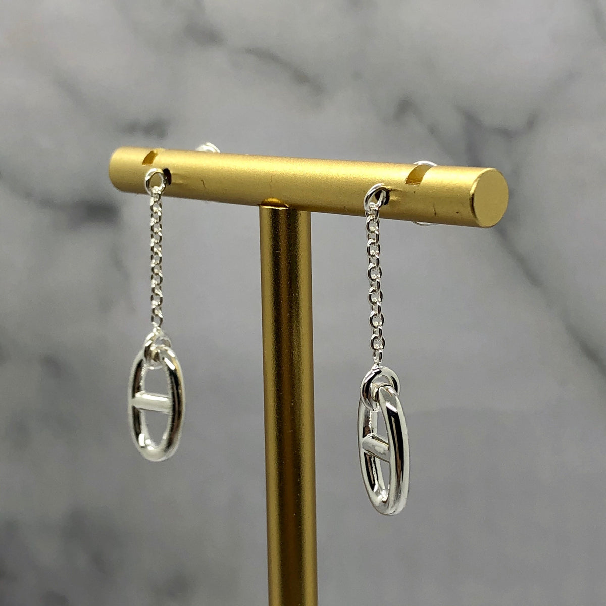 HERMES Silver Tone Pendant Earrings - Pre owned