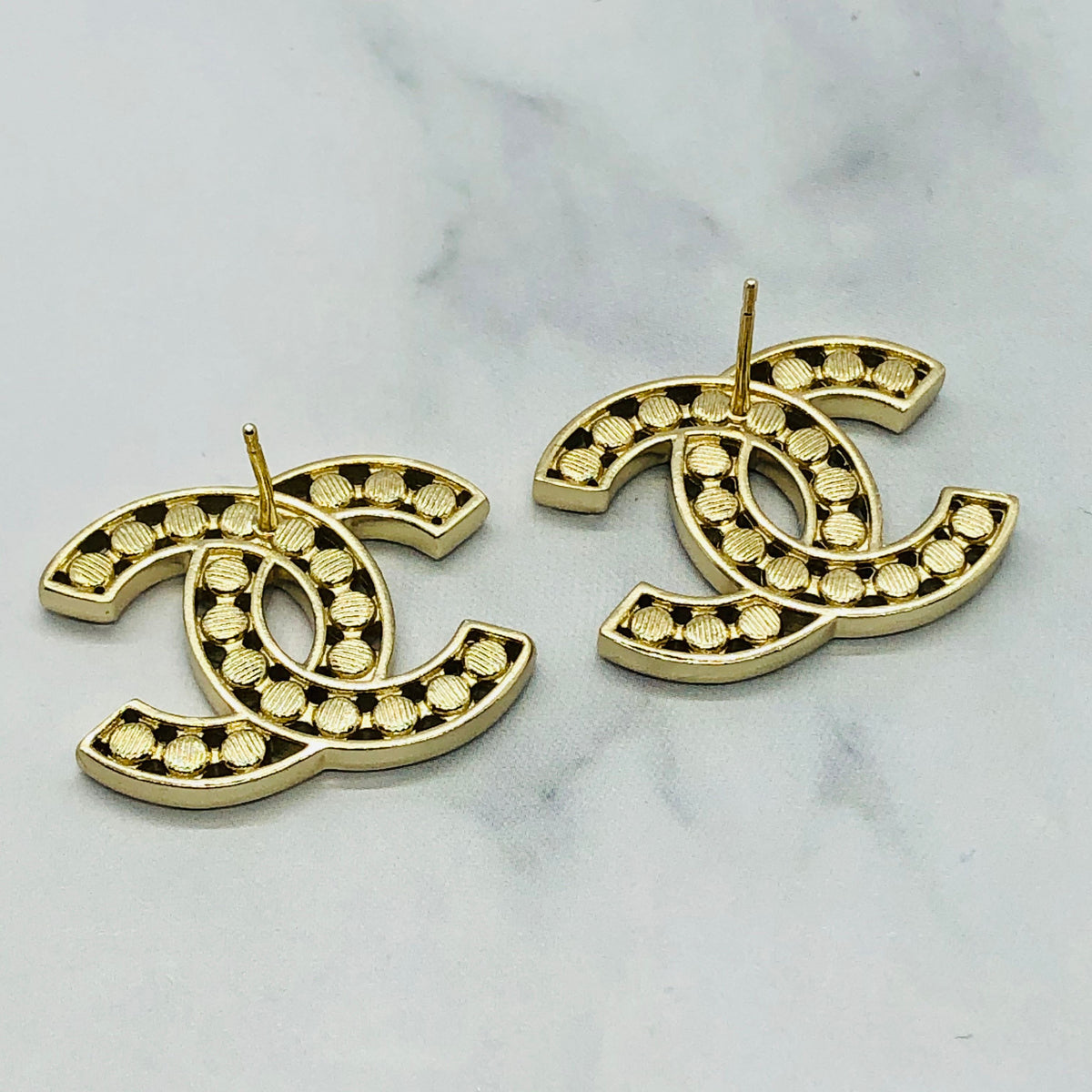 CHANEL CC Black Rhinestone Earrings - USED