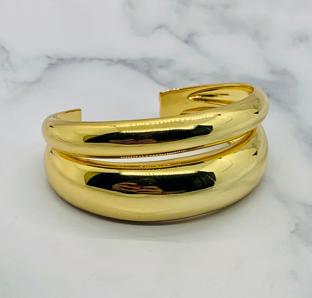 CELINE Gold Tone Cuff Bracelet - Pre owned