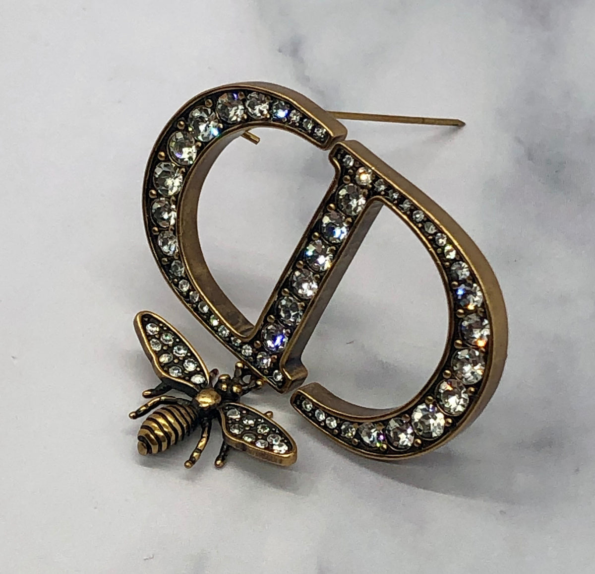 CHRISTIAN DIOR CD Brass Fly Brooch Pin - Pre owned