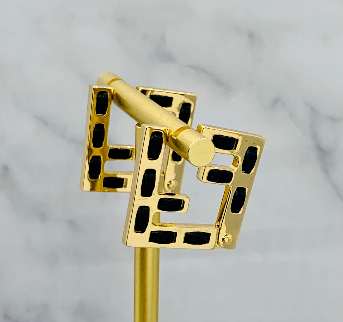 FENDI FF Gold & Leather Earrings - Pre owned