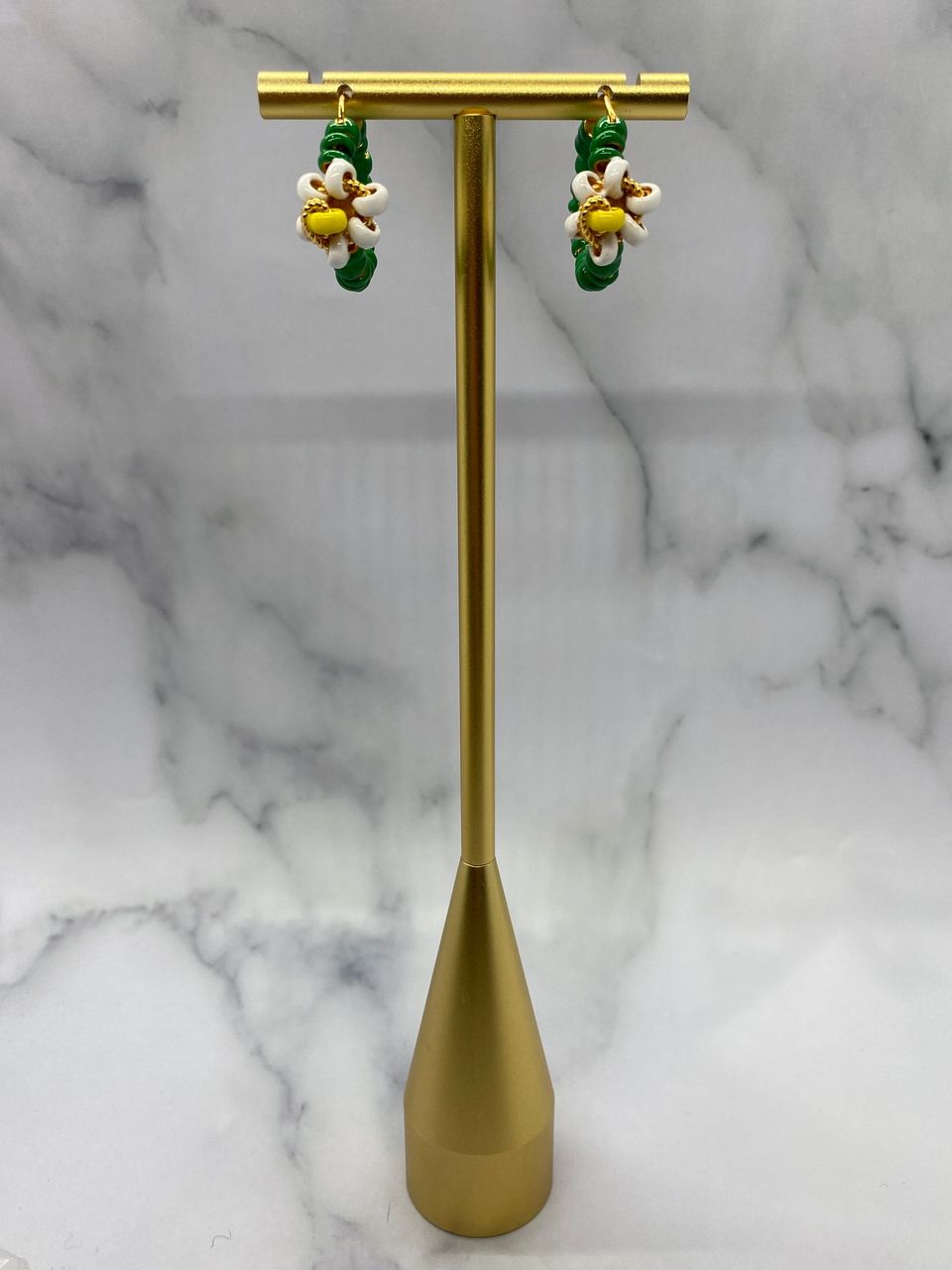 BOTTEGA VENETA Green Hoop Summer Earrings - Pre owned