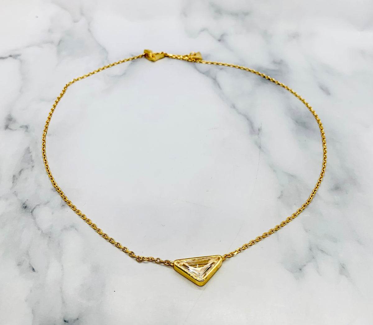 PRADA Triangle Rhinestone Necklace - USED