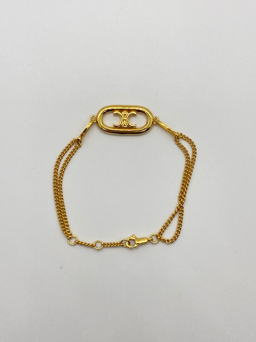 CELINE CC Gold Tone Monogram Bracelet - Pre owned