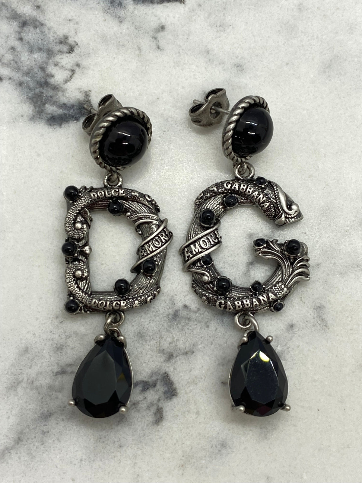 DOLCE & GABBANA D&G Black Pendant Earrings - USED
