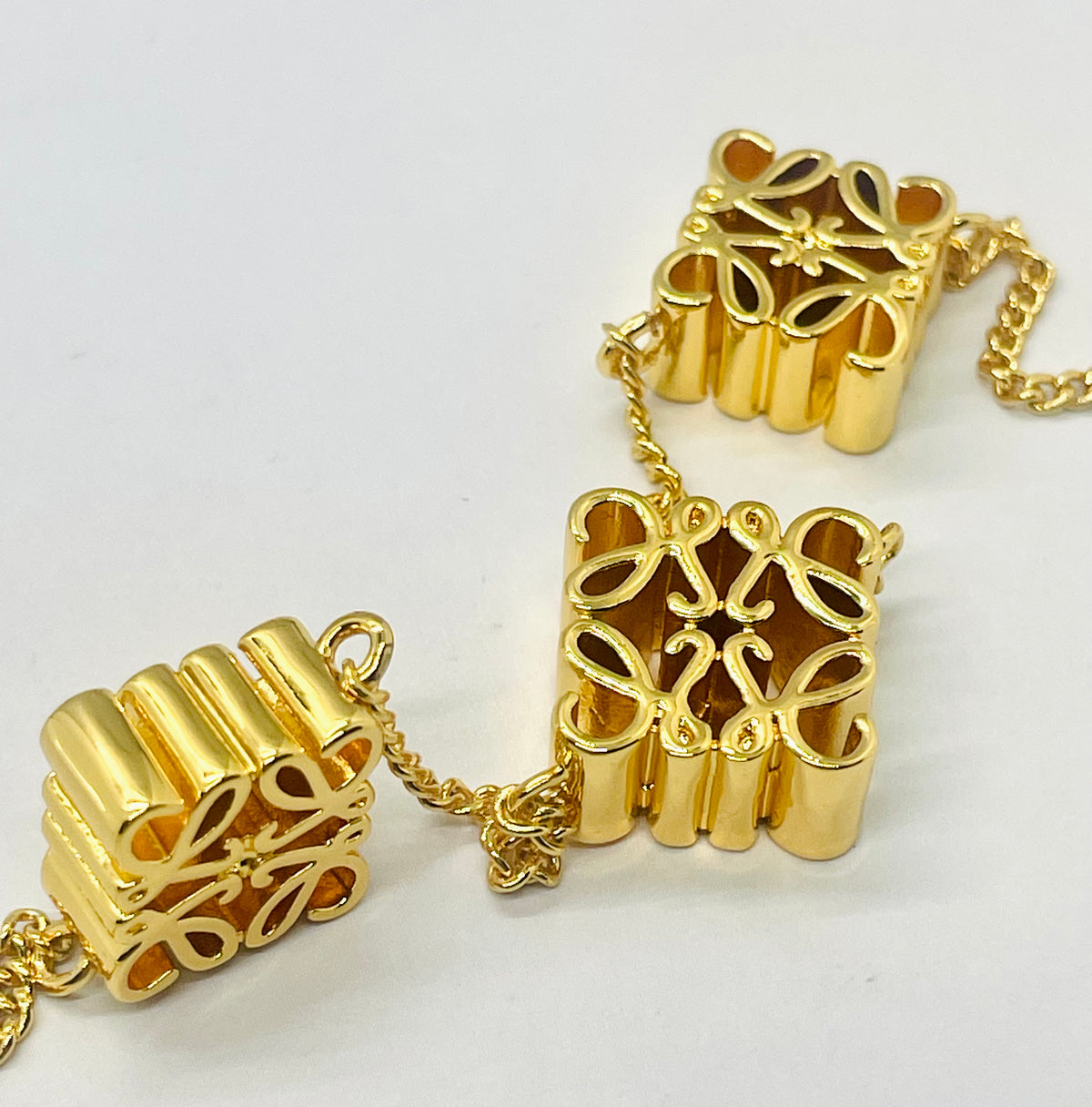 LOEWE Gold Tone Monogram Bracelet - Pre owned