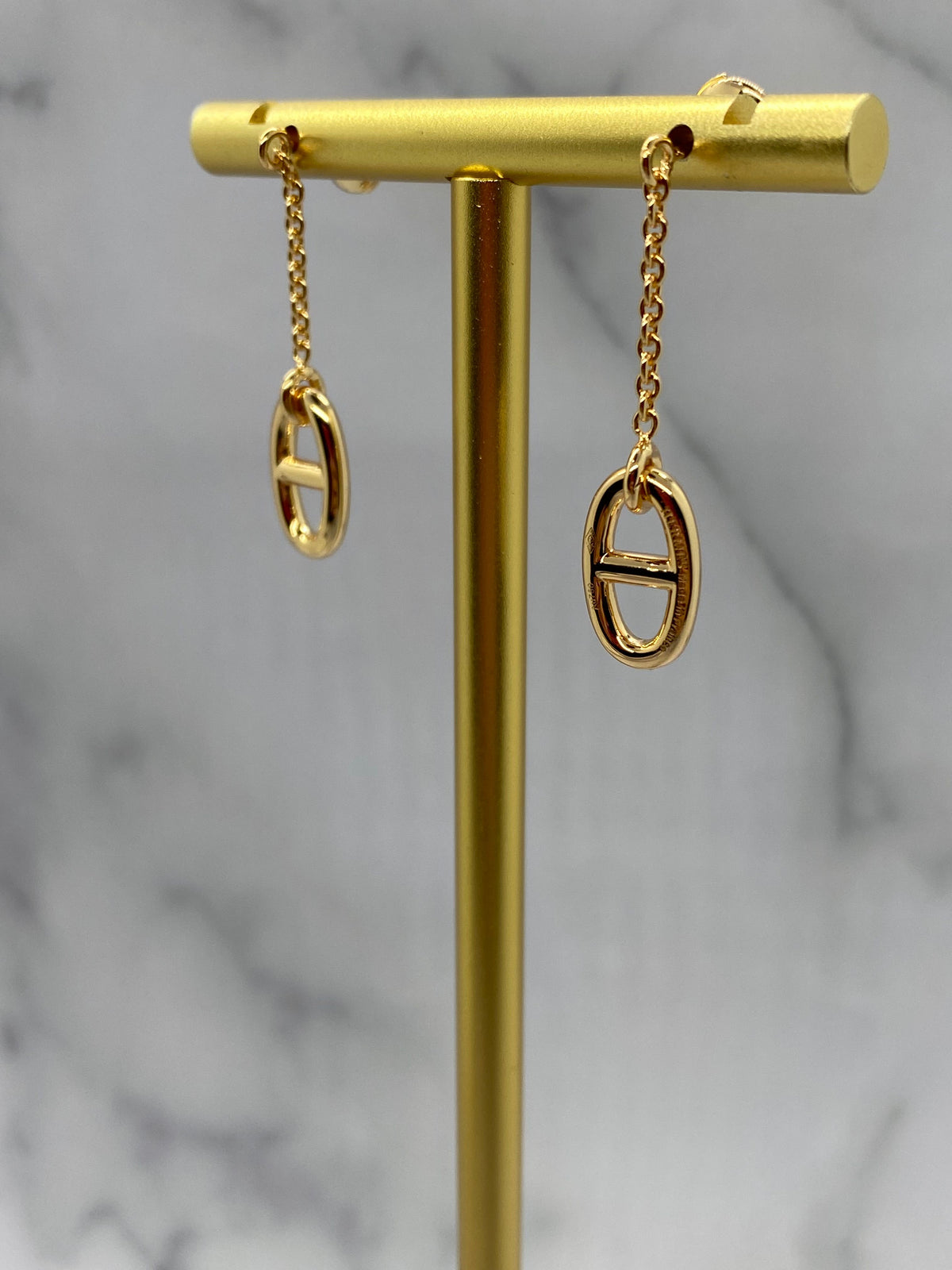 HERMES Rose Gold Tobe Pendant Earrings - Pre owned