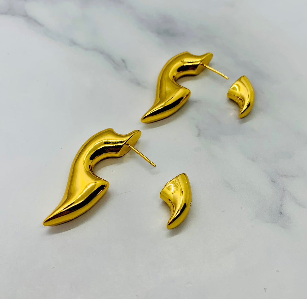 BOTTEGA VENETA Tribal Gold Tone Earrings - Pre owned