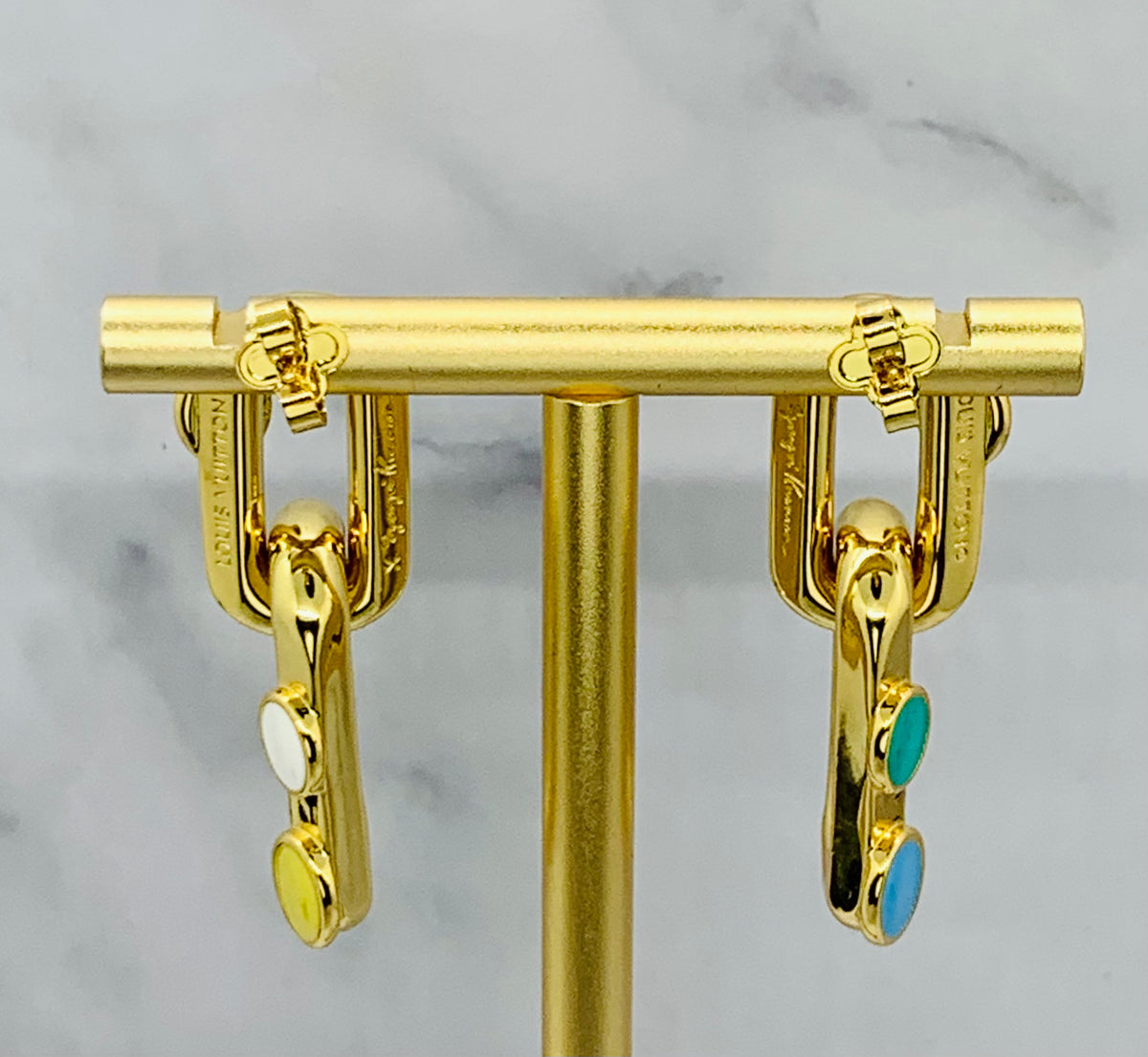LOUIS VUITTON LV Colored Enamel Pendant Earrings - Pre owned