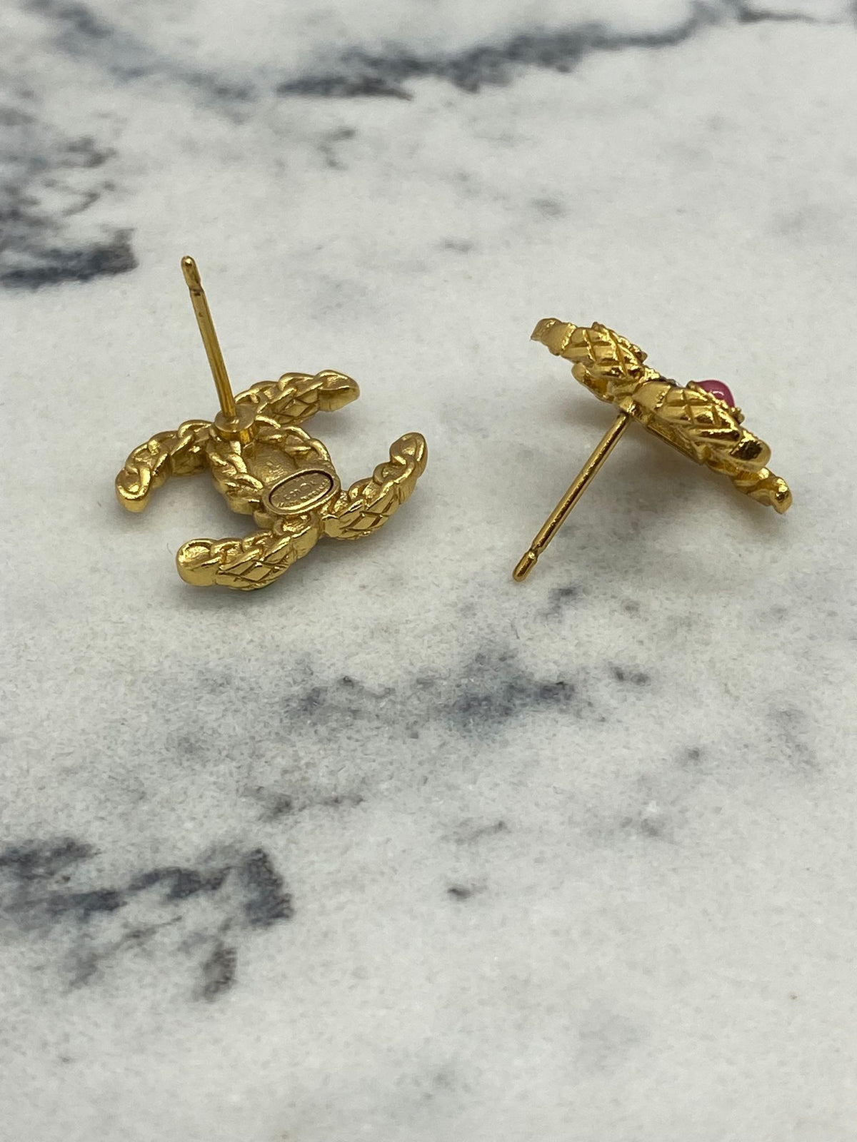 CHANEL CC Gold Tone Colorful Rhinestone Earrings - Pre owned