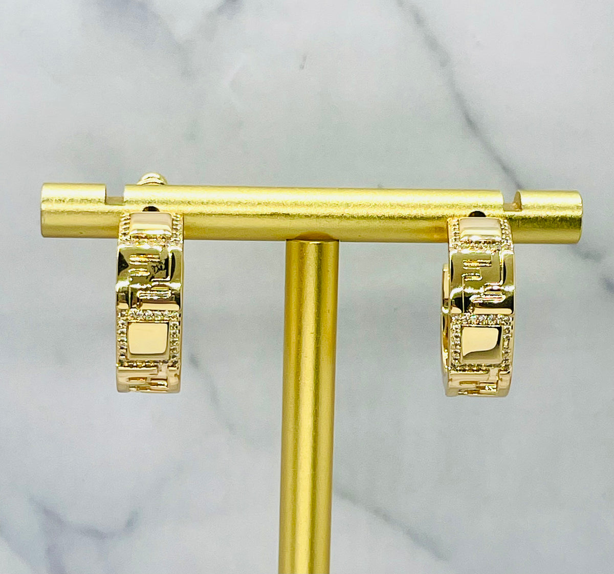 FENDI FF Monogram Gold Tone Hoop Earrings - Pre owned