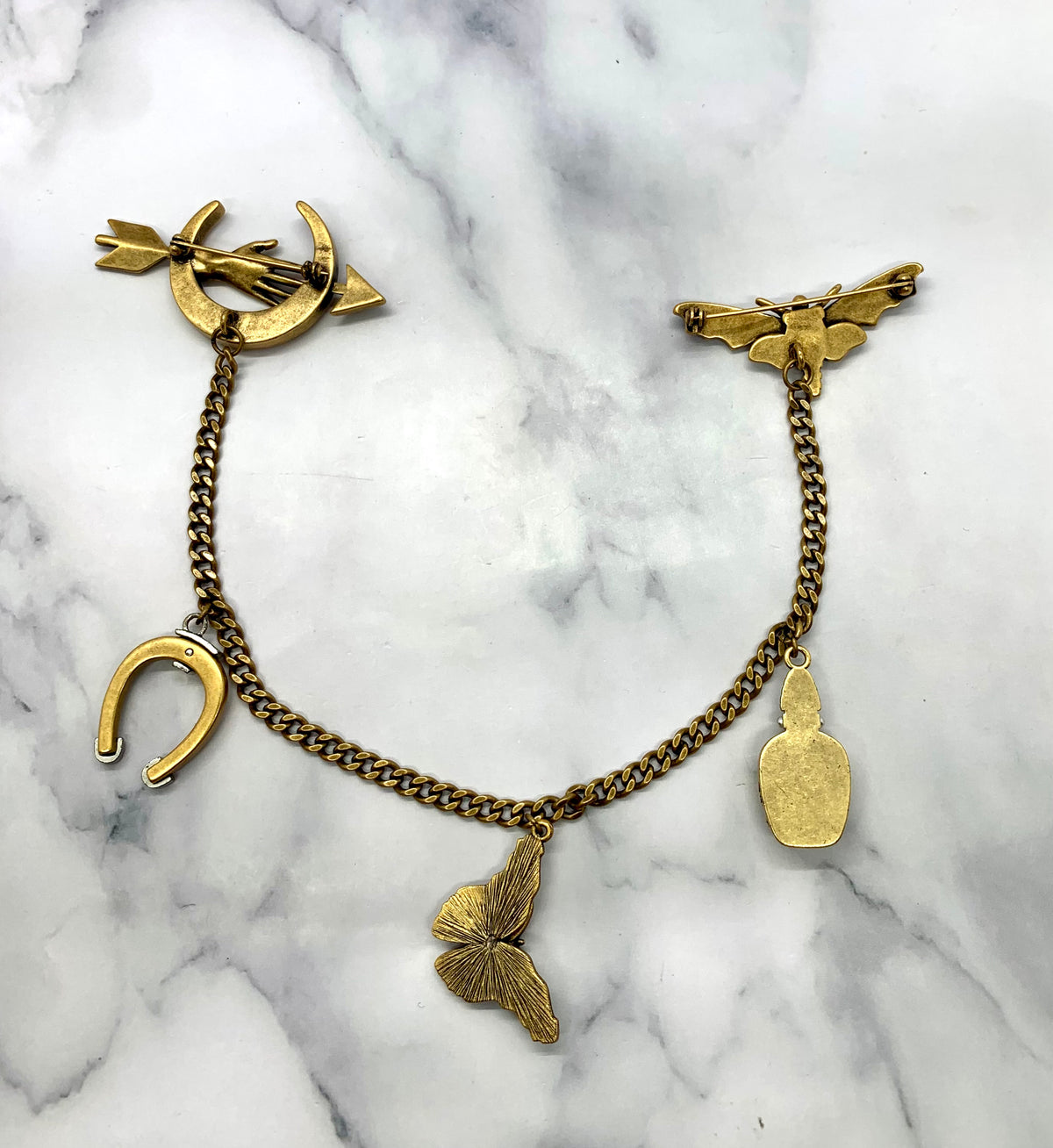 ALEXANDER MCQUEEN Hanging Chain Charm Brooch Pin - Pre owned