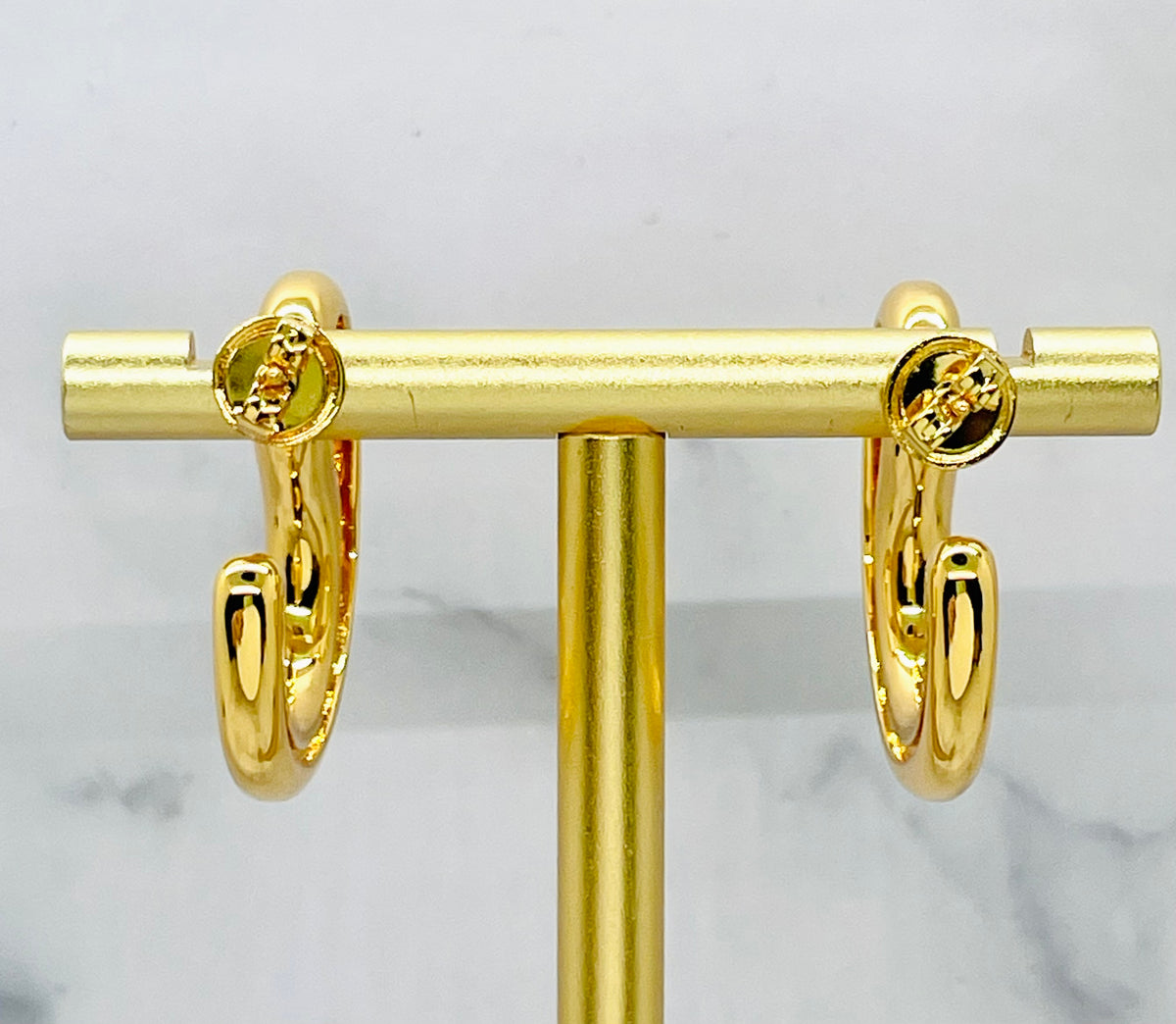 BOTTEGA VENETA Gold Tone Drop Cut Out Earrings - Pre owned