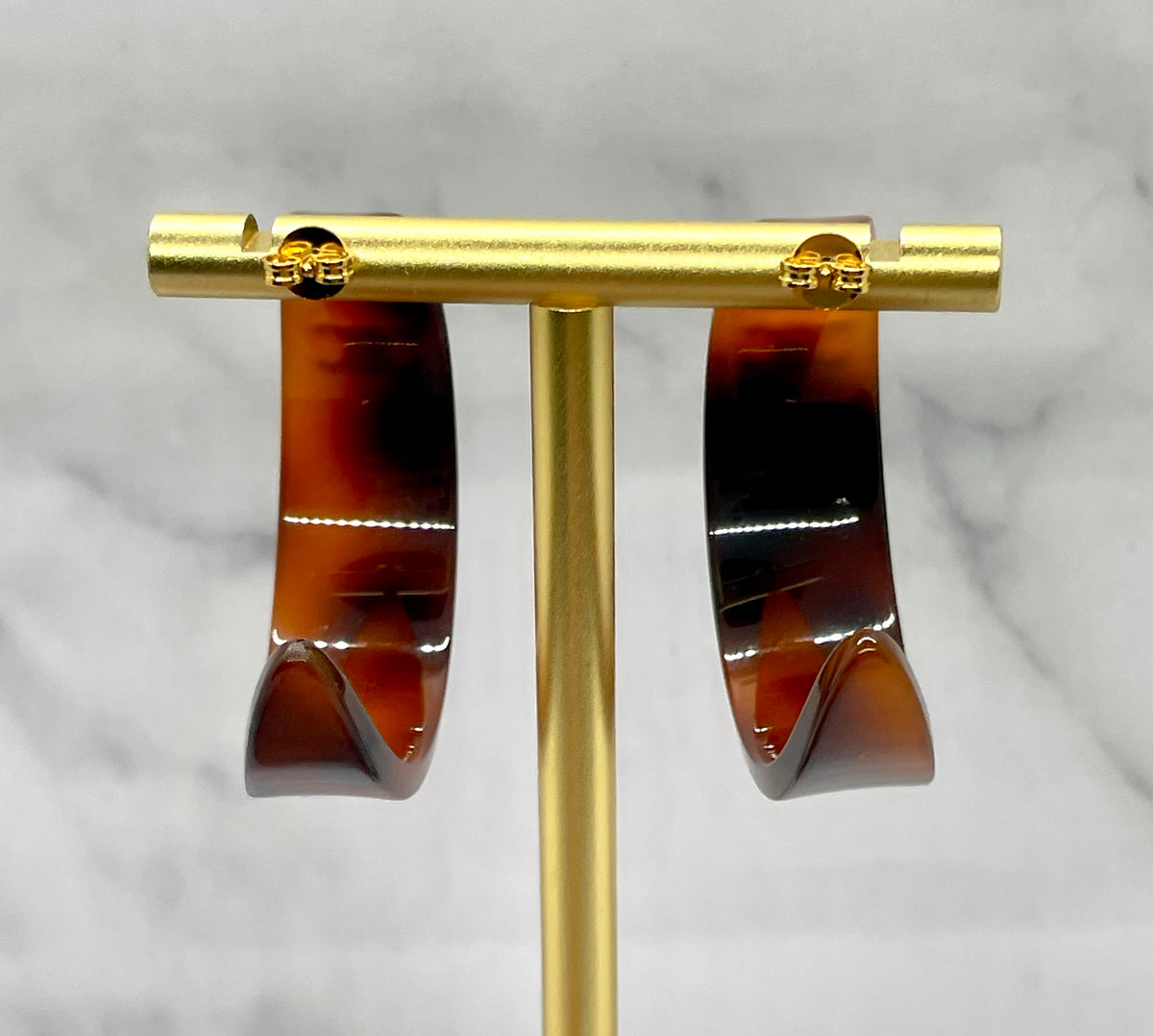 CELINE Monogram Tortoise Hoop Earrings - Pre owned