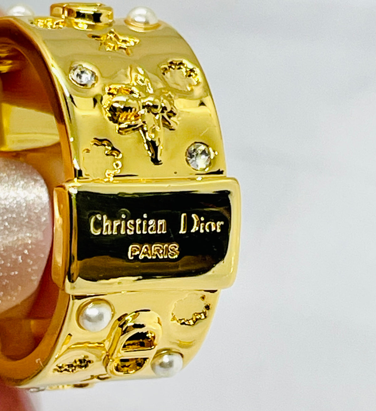 CHRISTIAN DIOR Rhinestone Hoop Earrings - Pre owned