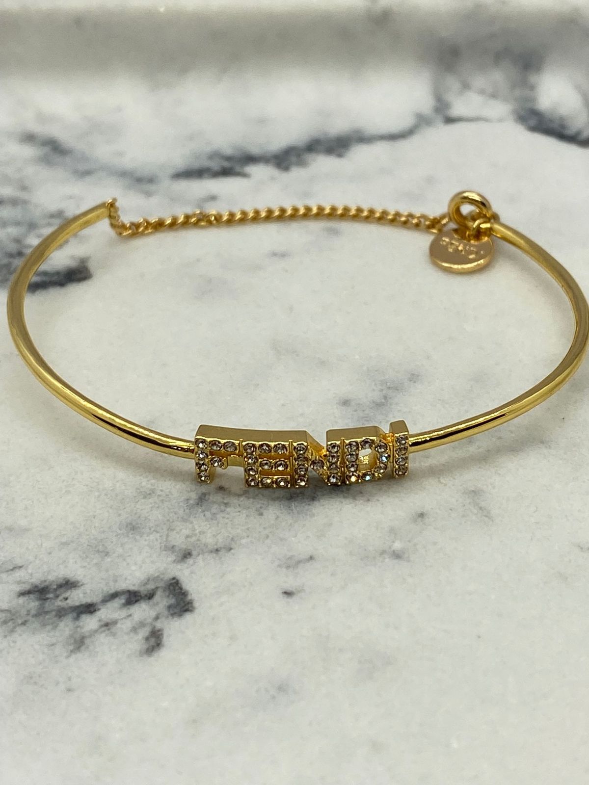 FENDI Gold Tone Rhinestone Bracelet - Pre owned