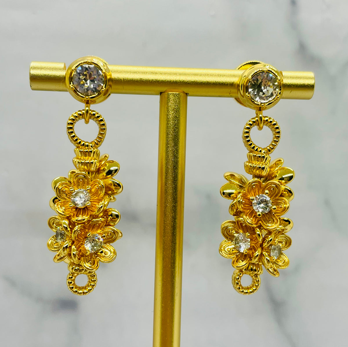 MIU MIU Floral Cluster Pendant Earrings - Pre owned
