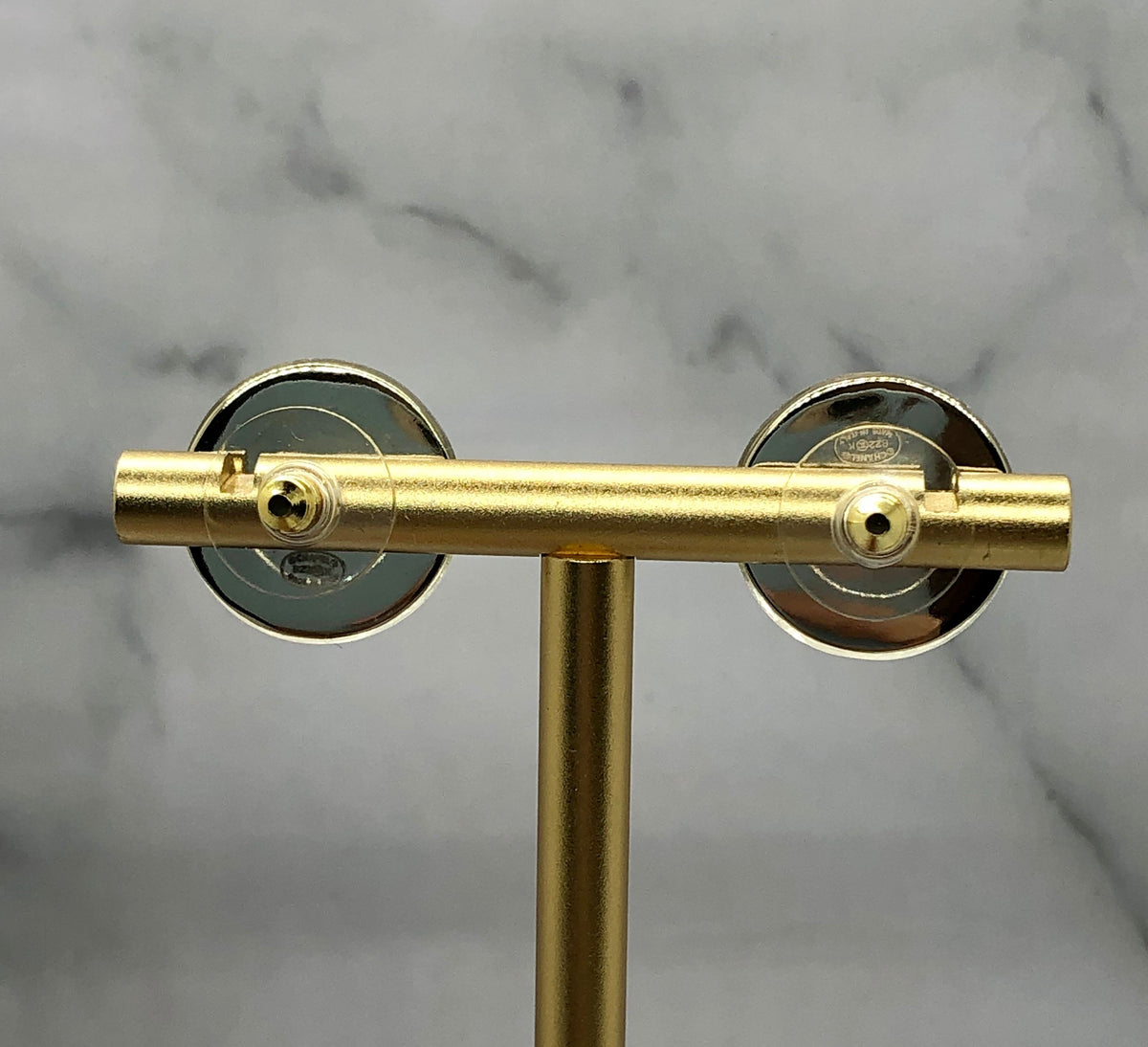 CHANEL CC Gold Tone Bubble Earrings - USED